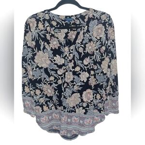 EUC Lucky Brand Floral Boho Western Flowy Top Size Medium
